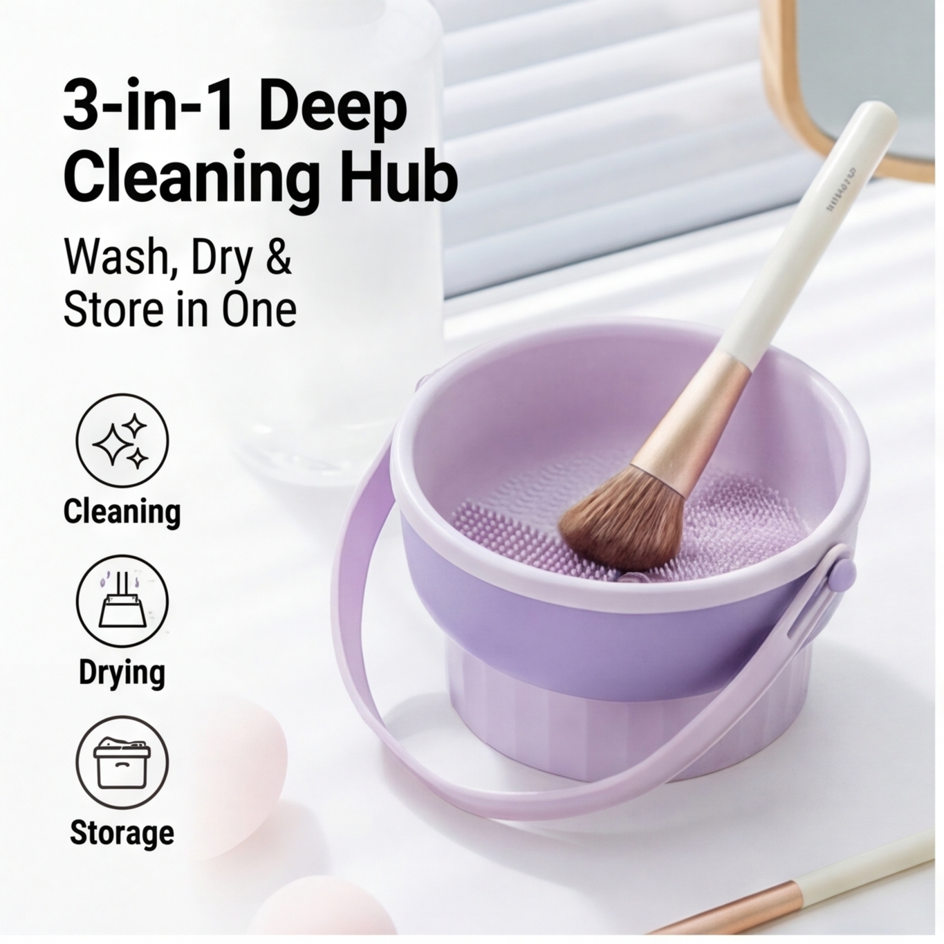 Beauty Makeup Egg - Silicone Makeup Brush Cleaning Bowl, Beauty