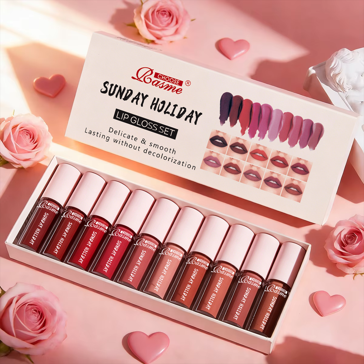 10 Pieces/Set Lip Gloss Velvet – Huda Beauty Makeup Set recenzja i cena